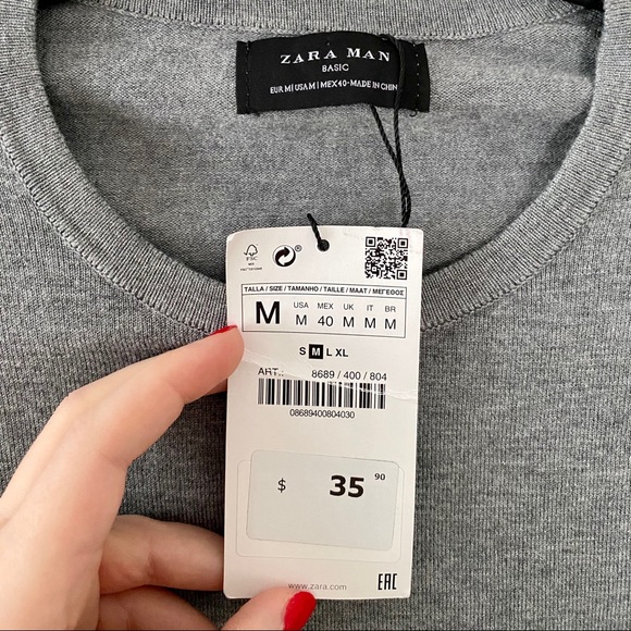 Zara Men. Grey crewneck sweater, new with tags! - Picture 3 of 4